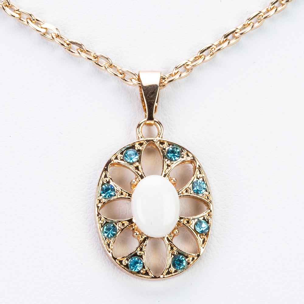 Pozlacená slitina - Sada s Modrým Emporia® Křišťálem a Emporia Krystalem Opálové Barvy 2 