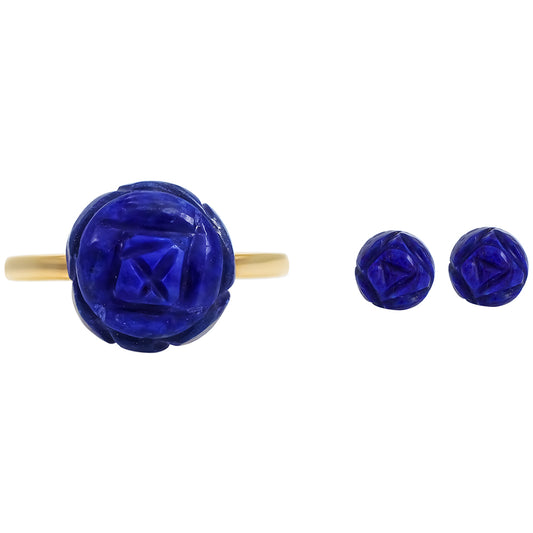 Pozlacené Stříbro 925/1000 - Sada s Lapisem Lazuli - Karátové číslo: 10.34. přibližná hmotnost: 4.84 gramů
