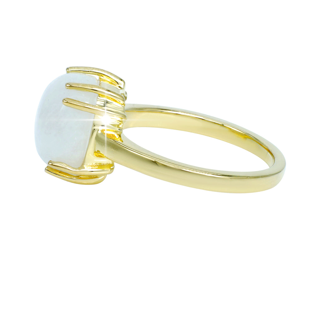 Pozlacené Stříbro 925/1000 - Prsten s Duhovým Měsíčním Kamenem - Karátové číslo: 5.41. přibližná hmotnost: 4.09 gramů 3 