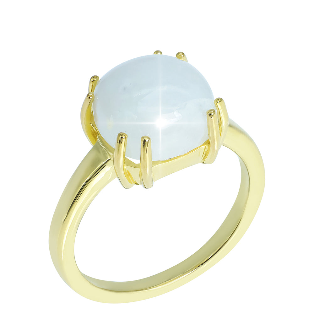 Pozlacené Stříbro 925/1000 - Prsten s Duhovým Měsíčním Kamenem - Karátové číslo: 5.41. přibližná hmotnost: 4.09 gramů 2 