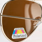 Emporia Italy - série Aviator "POUŠŤ", polarizované sluneční brýle s UV filtrem, s pevným pouzdrem a čisticím hadříkem, světle hnědé čočky, obroučky zlaté barvy