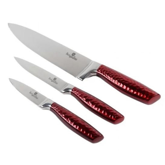 Berlinger Haus Metallic Burgundy Line 3dílná sada nožů z nerezové oceli se speciální rukojetí