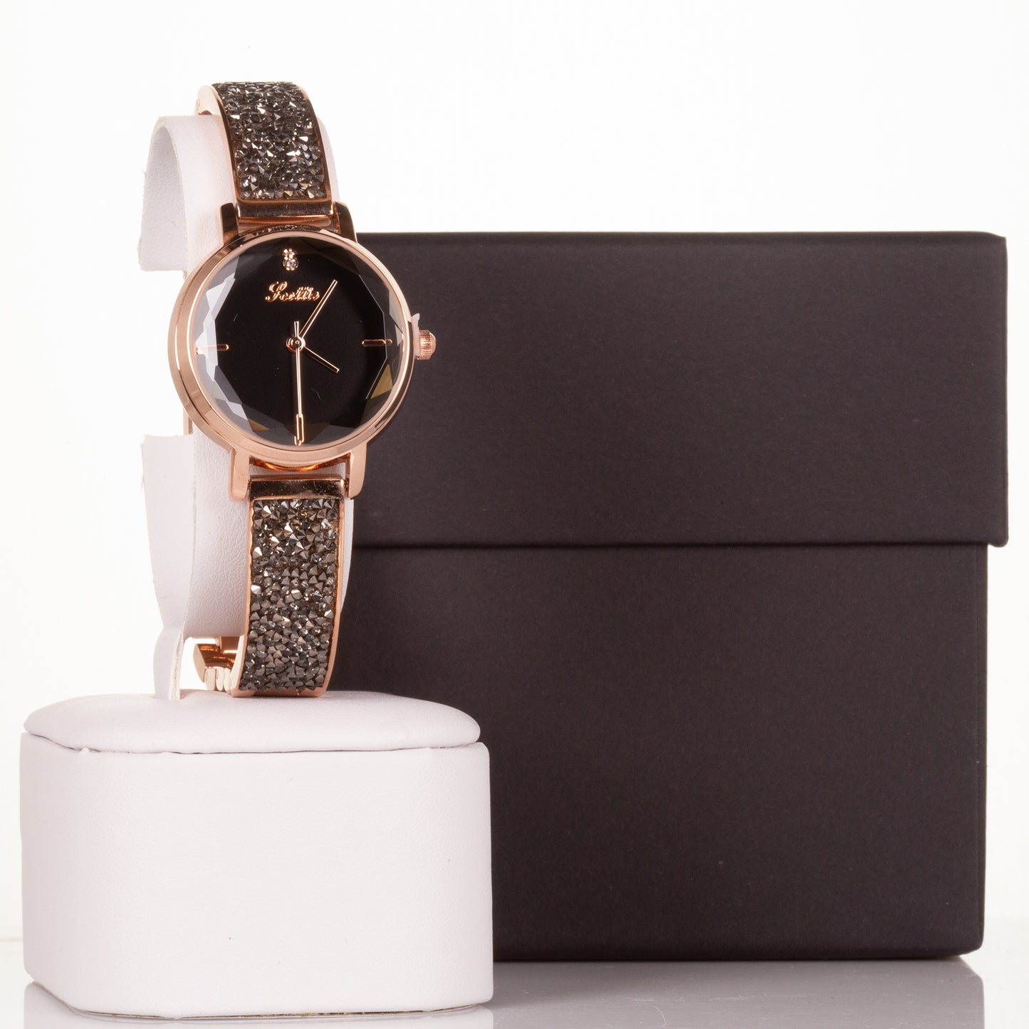 Vysoce kvalitní slitinové hodinky s mechanismem Miyota v dárkové krabičce, Černý ciferník