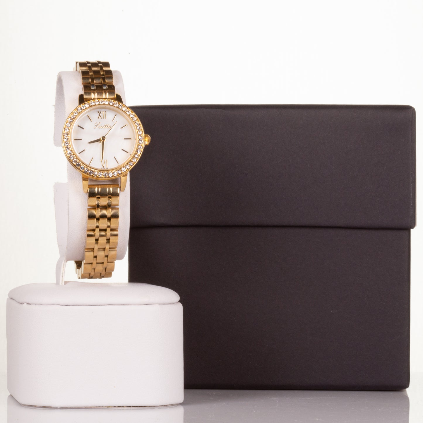 Vysoce kvalitní slitinové hodinky s mechanismem Miyota v dárkové krabičce, Bílý ciferník