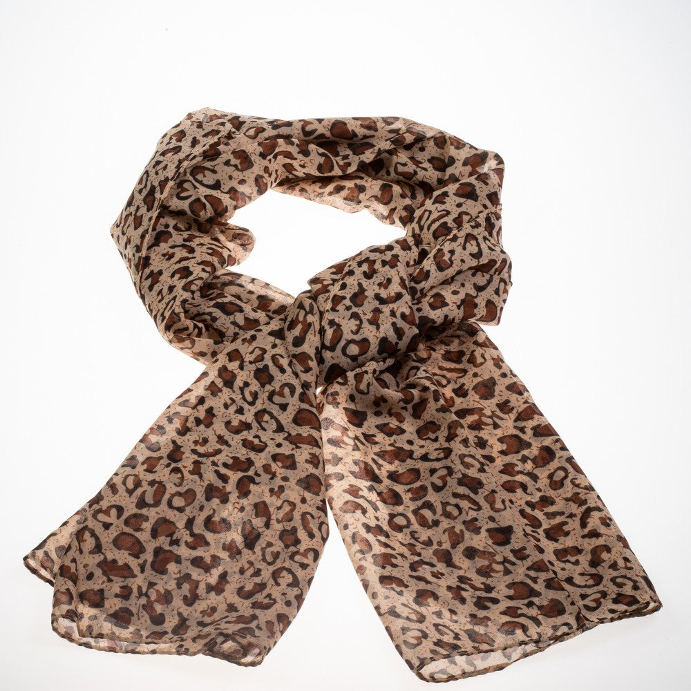 Módní šátek, 100% polyester, 160 cm x 70 cm, ŽIRAFÍ HNĚDÁ