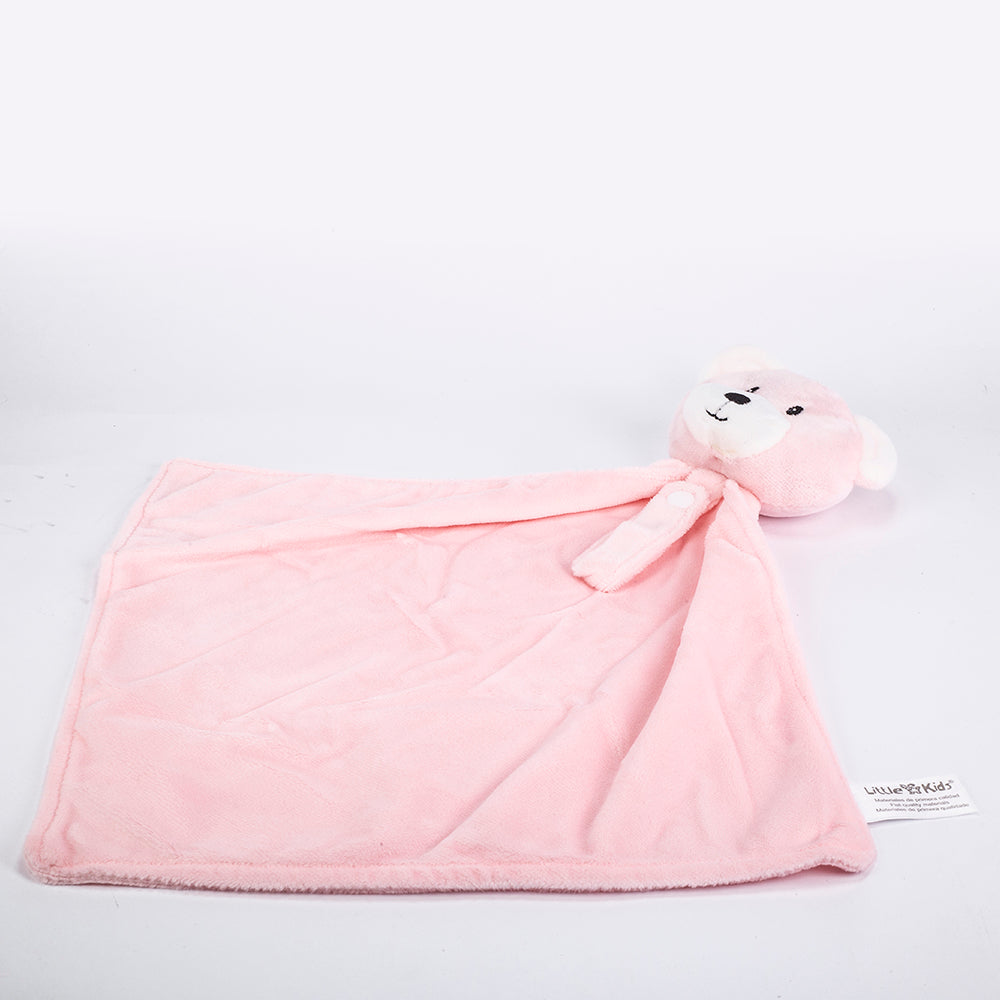 Dětská deka s hadříkem, rozměr: 90 X 75 cm; balení obsahuje utěrku na buzení, barva: růžová