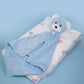 Dětská deka s utěrkou, rozměr: 90 X 75 cm; balení obsahuje utěrku na buzení, barva: modrá