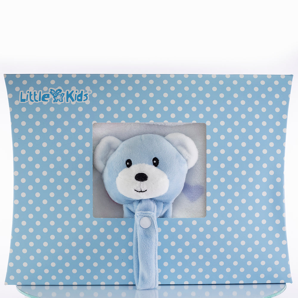 Dětská deka s utěrkou, rozměr: 90 X 75 cm; balení obsahuje utěrku na buzení, barva: modrá 1 