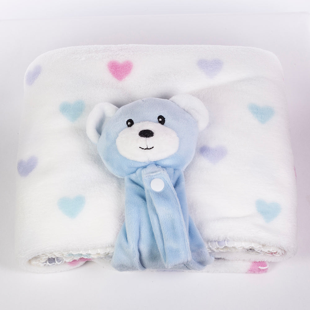 Dětská deka s utěrkou, rozměr: 90 X 75 cm; balení obsahuje utěrku na buzení, barva: modrá 7 