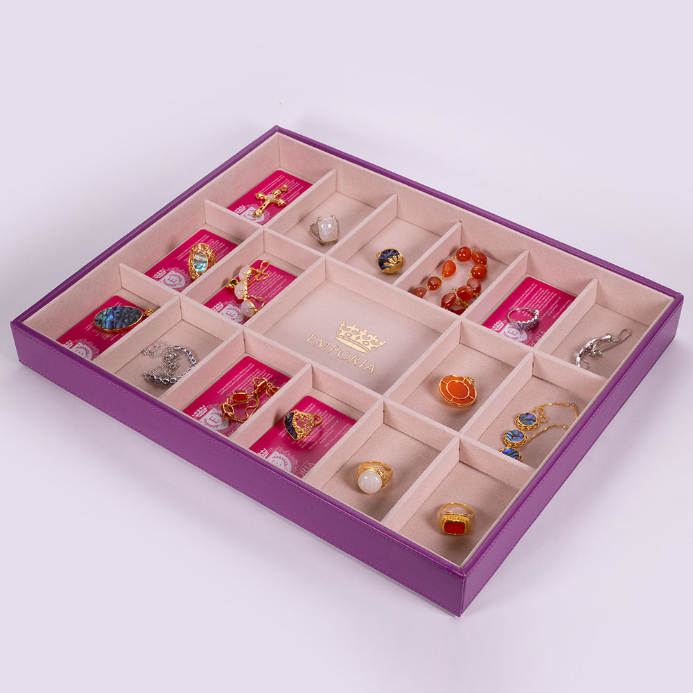 Emporia Levandulově fialová "Sametová" Stohovatelná Šperkovnice s víkem