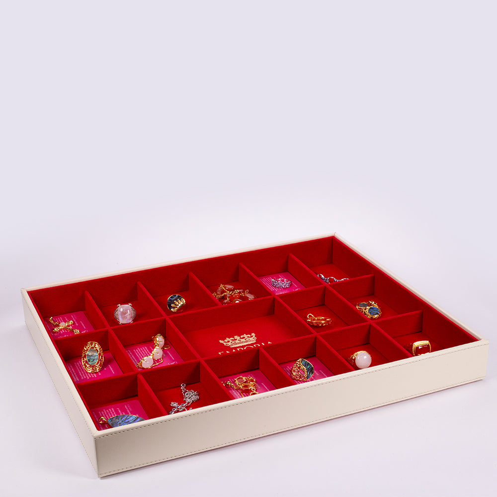 Emporia Béžová "Sametová" Stohovatelná Šperkovnice s víkem 9 