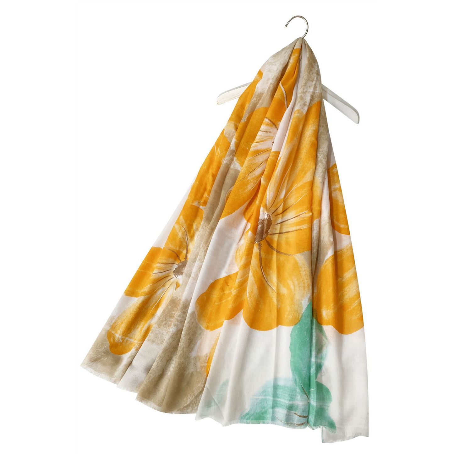 Bavlněná Šála-šátek, 85 cm x 180 cm, Velký květinový vzor, Oranžová