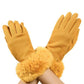 Zimní rukavice z umělé kožešiny, kompatibilní s dotykovou obrazovkou, Hořčičné