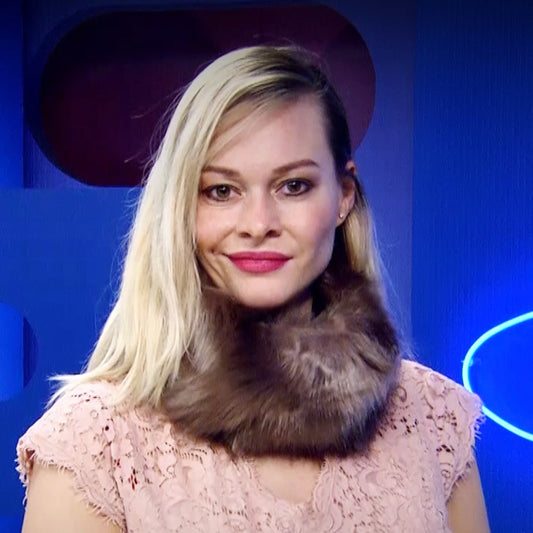 Dvojbarevná Šála z umělé Kožešiny, 22cm x 40cm, Hnědá