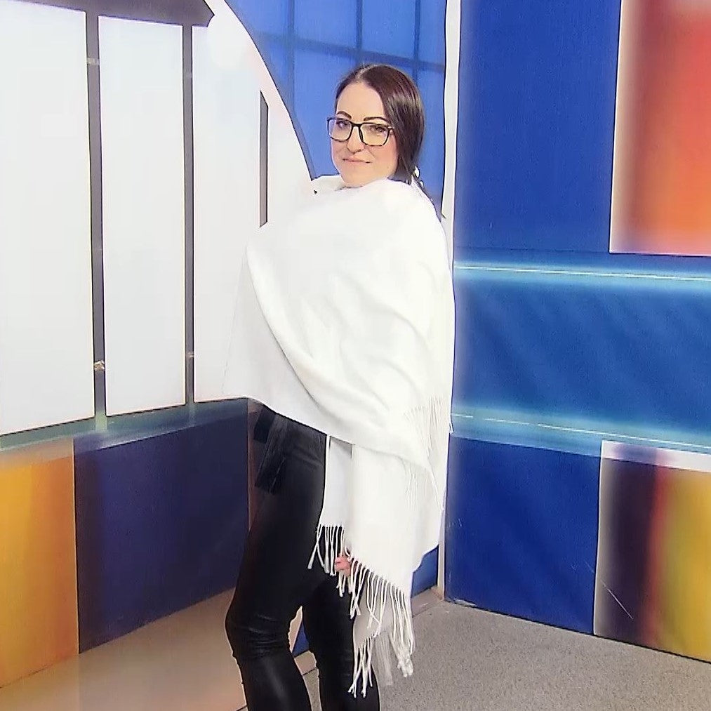 Šála ze 100% Pashmina Kašmíru, 70 cm x 170 cm, Super měkká, Čistě Bílá 4 