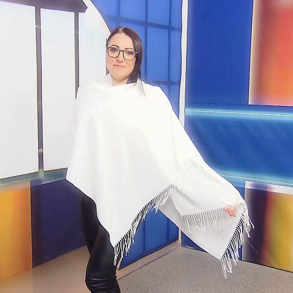 Šála ze 100% Pashmina Kašmíru, 70 cm x 170 cm, Super měkká, Čistě Bílá 5 