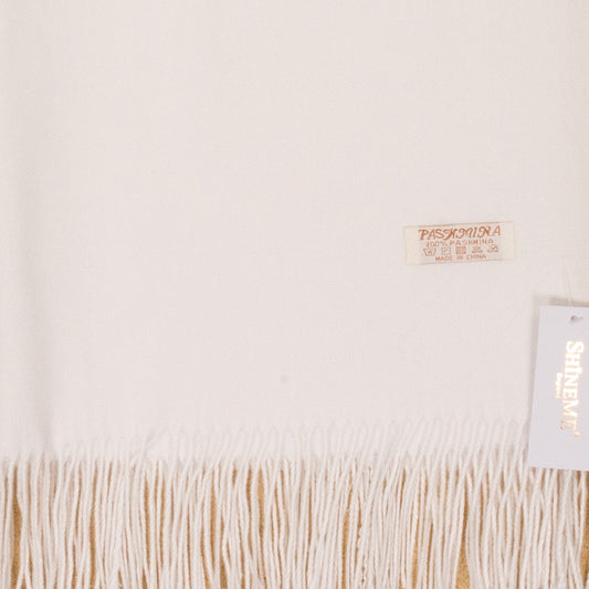 Šála ze 100% Pashmina Kašmíru, 70 cm x 170 cm, Super měkká, Čistě Bílá