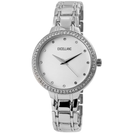 Dámské náramkové hodinky Excellanc s kovovým řemínkem, stříbrné barvy, kvalitní quartzová struktura, stříbrný ciferník
