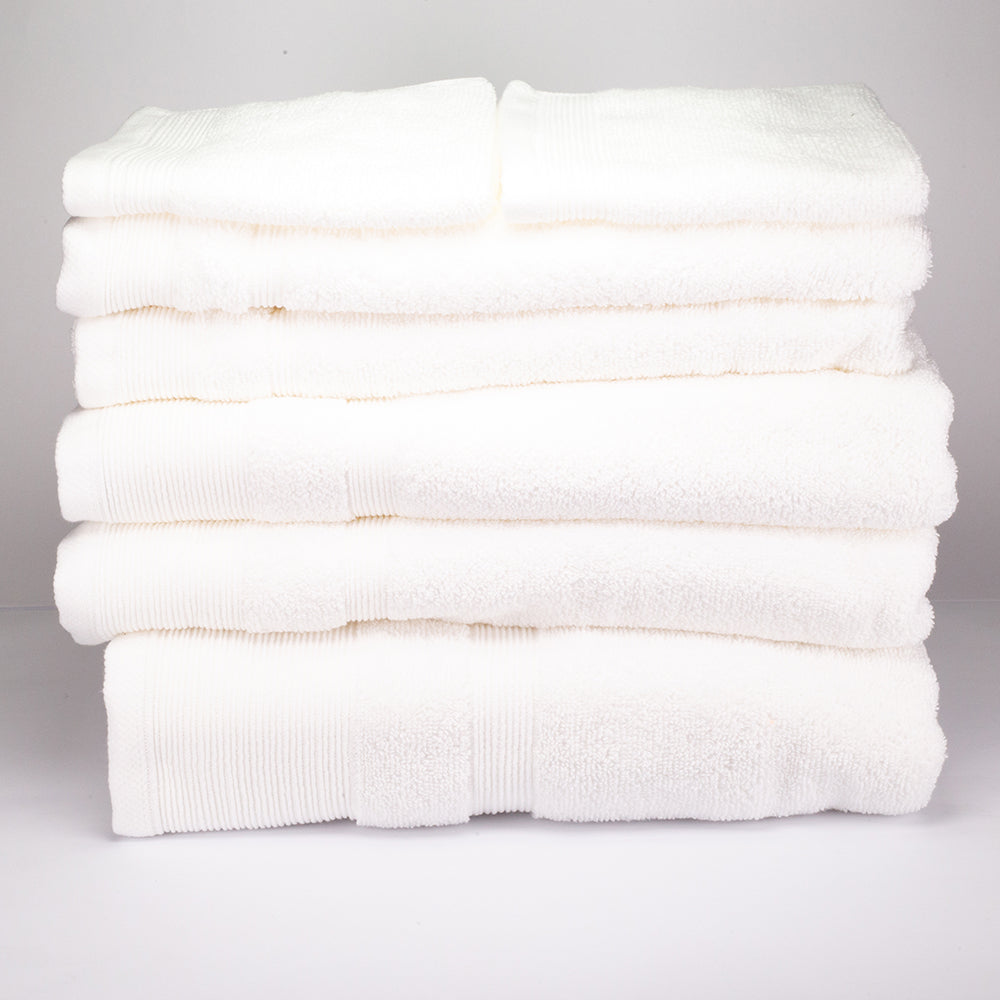 3+3+1 Dárková Sada Nadrozměrných Ručníků ze 100% Mikrobavlny, 500 GSM, Sněhově Bílá