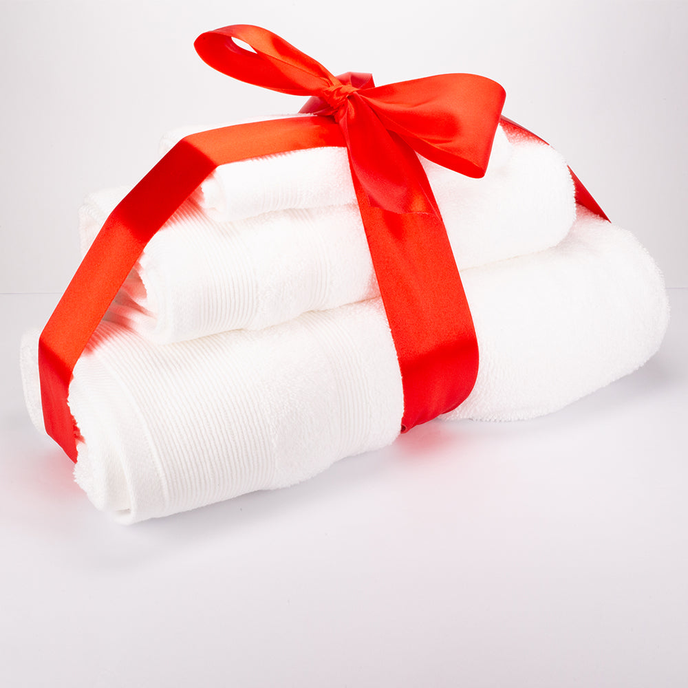 3+3+1 Dárková Sada Nadrozměrných Ručníků ze 100% Mikrobavlny, 500 GSM, Sněhově Bílá 2 