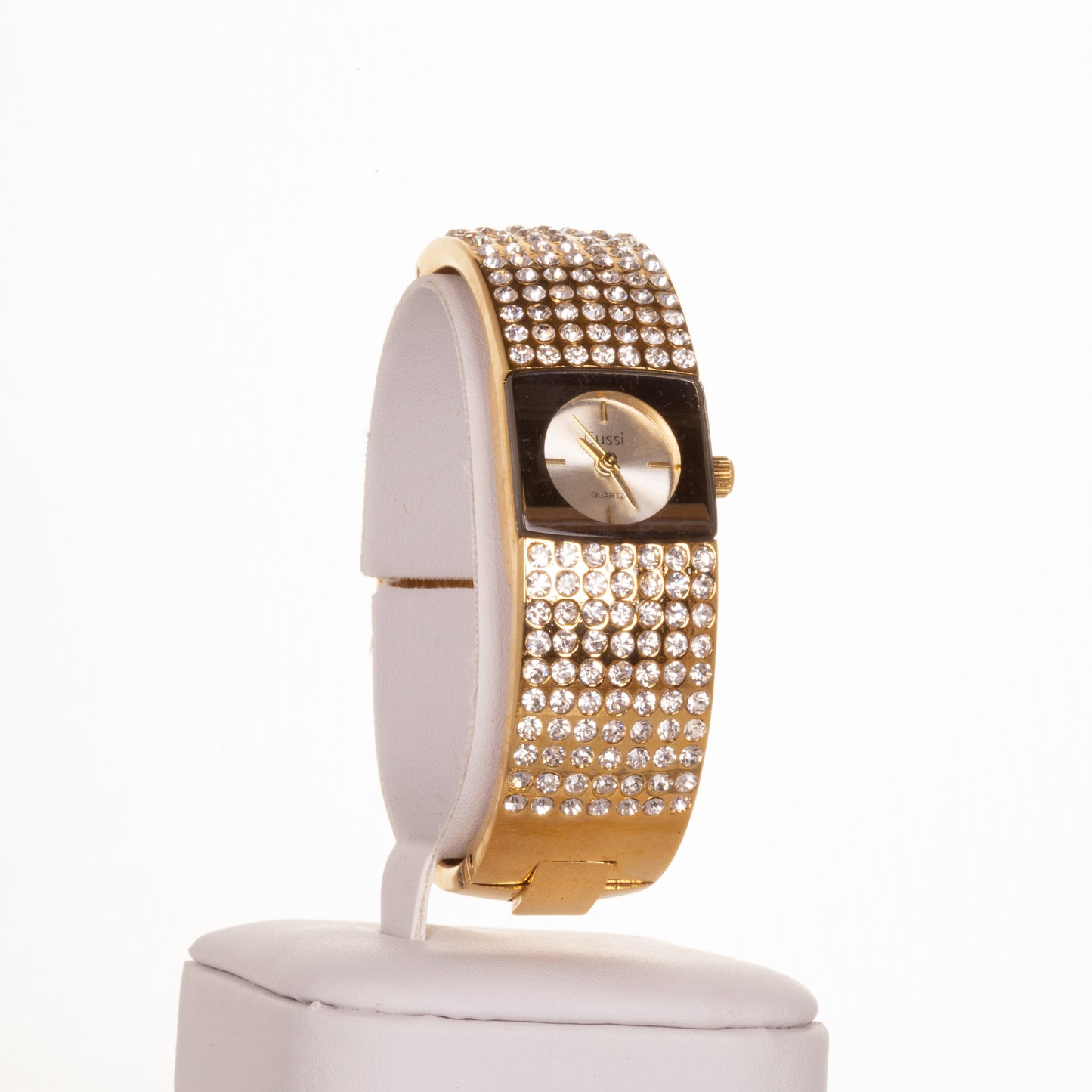 CUSSI dámské hodinky ve zlaté barvě se 7 řadami krystalů křemene