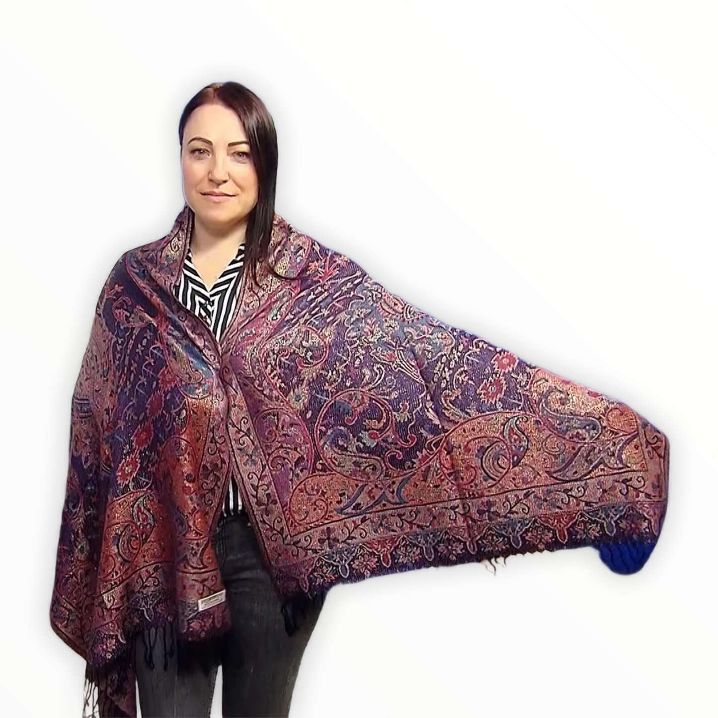 Šála-šátek ze 100% Pravého Pashmina Kašmíru, 70 cm x 180 cm, Námořnická modrá