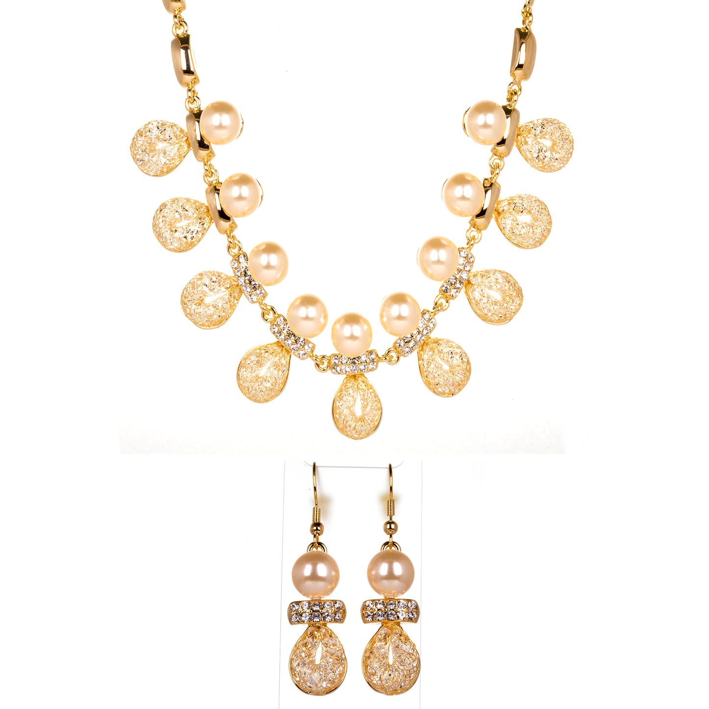 Pozlacená slitina - Sada s Bílým Emporia® Křišťálem