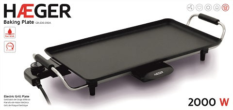 HAEGER Elektrická Pečicí Deska na Grilování, 2000 W