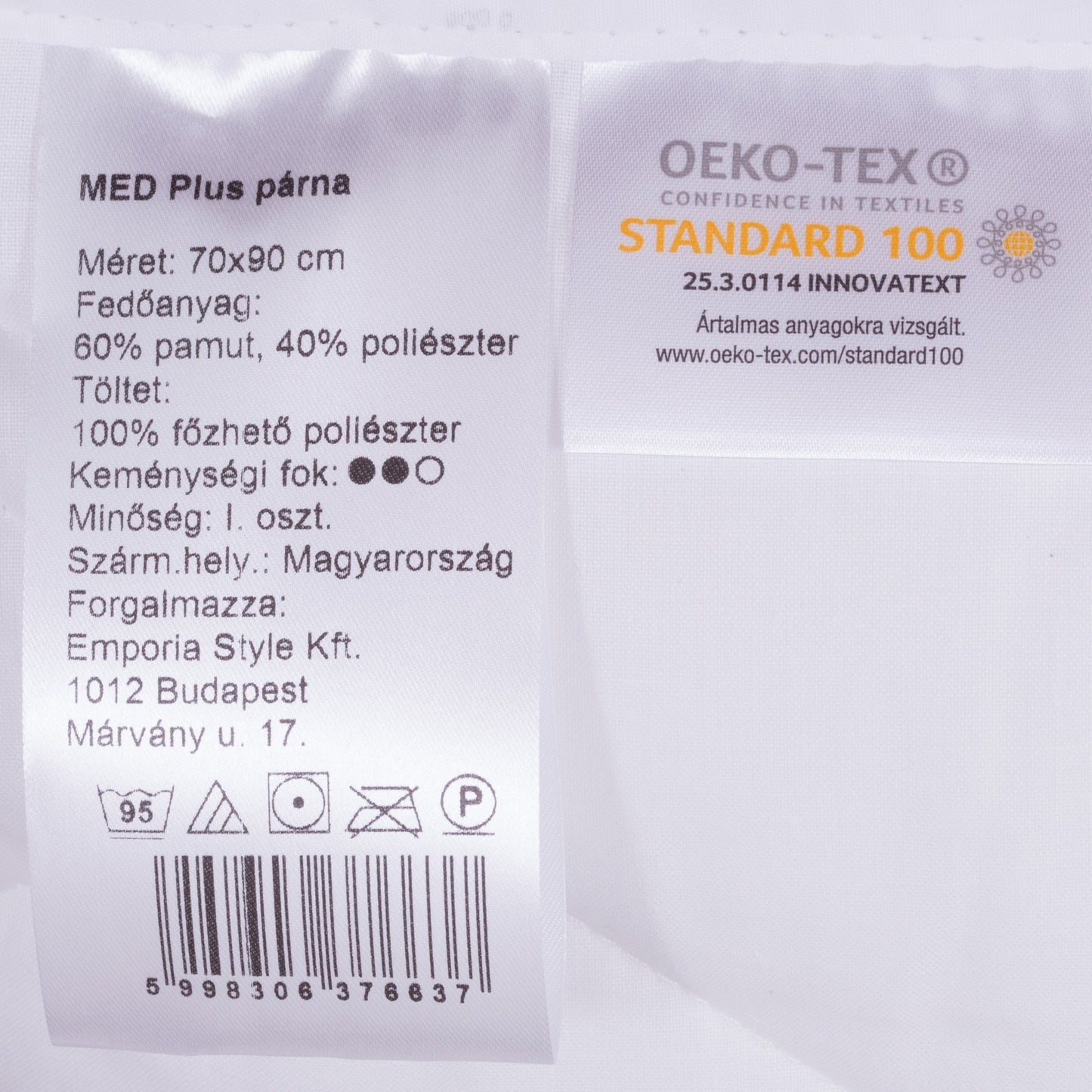 Med Plus medical pillow, washable on 95°C, with removable inner pillow, 70x90 cm