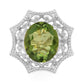 Stříbrný Prsten s Kapradinově Zeleným Křemenem a Bílým Topazem