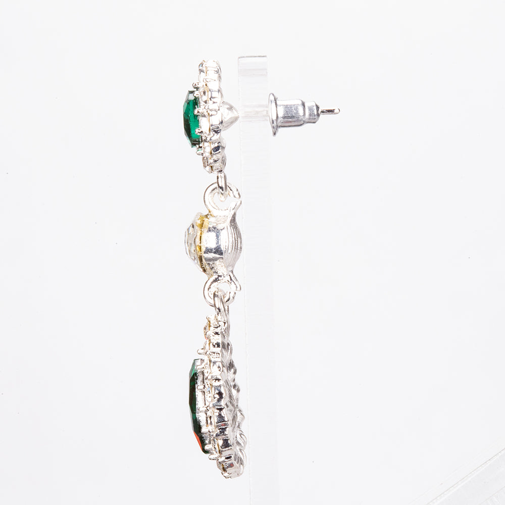 Bílým Pozlacená slitina - Sada se Zeleným Emporia® Křišťálem a Bílým Emporia® Křišťálem ( Náhrdelník+Náušnice )
