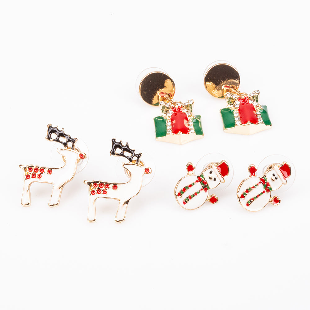 Pozlacená slitina - Sada s Červeným Emporia® Křišťálem a Bílým Emporia® Křišťálem ( Náušnice )