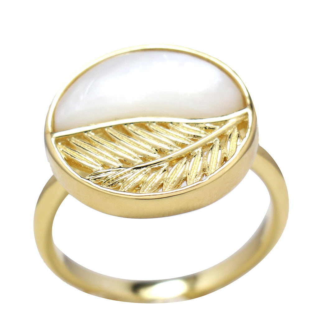 Pozlacený Stříbrný Prsten s Lasturou