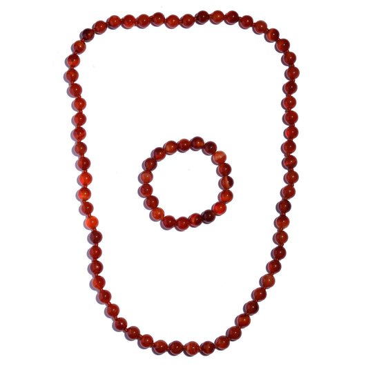 Korále Sada s Červeným Onyxem (Náhrdelník+Náramek)