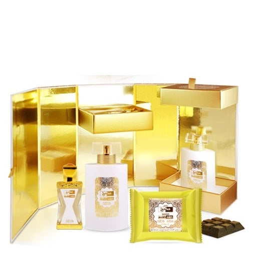 50 ml Eau de Parfum + 20ml Parfémový Olej + 40g Bakhoor Makh Mikh DÁRKOVÉ BALENÍ Orientální Květinová Vůně pro Muže a Ženy 3 
