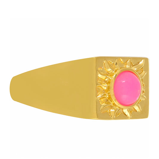 Pozlacený Stříbrný Prsten s Etiopským Neónově Růžovým Opálem