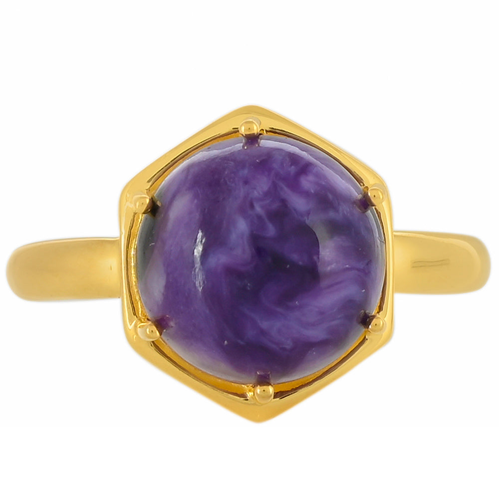 Pozlacený Stříbrný Prsten s Čaroitem 1 