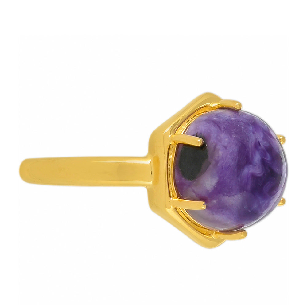 Pozlacený Stříbrný Prsten s Čaroitem