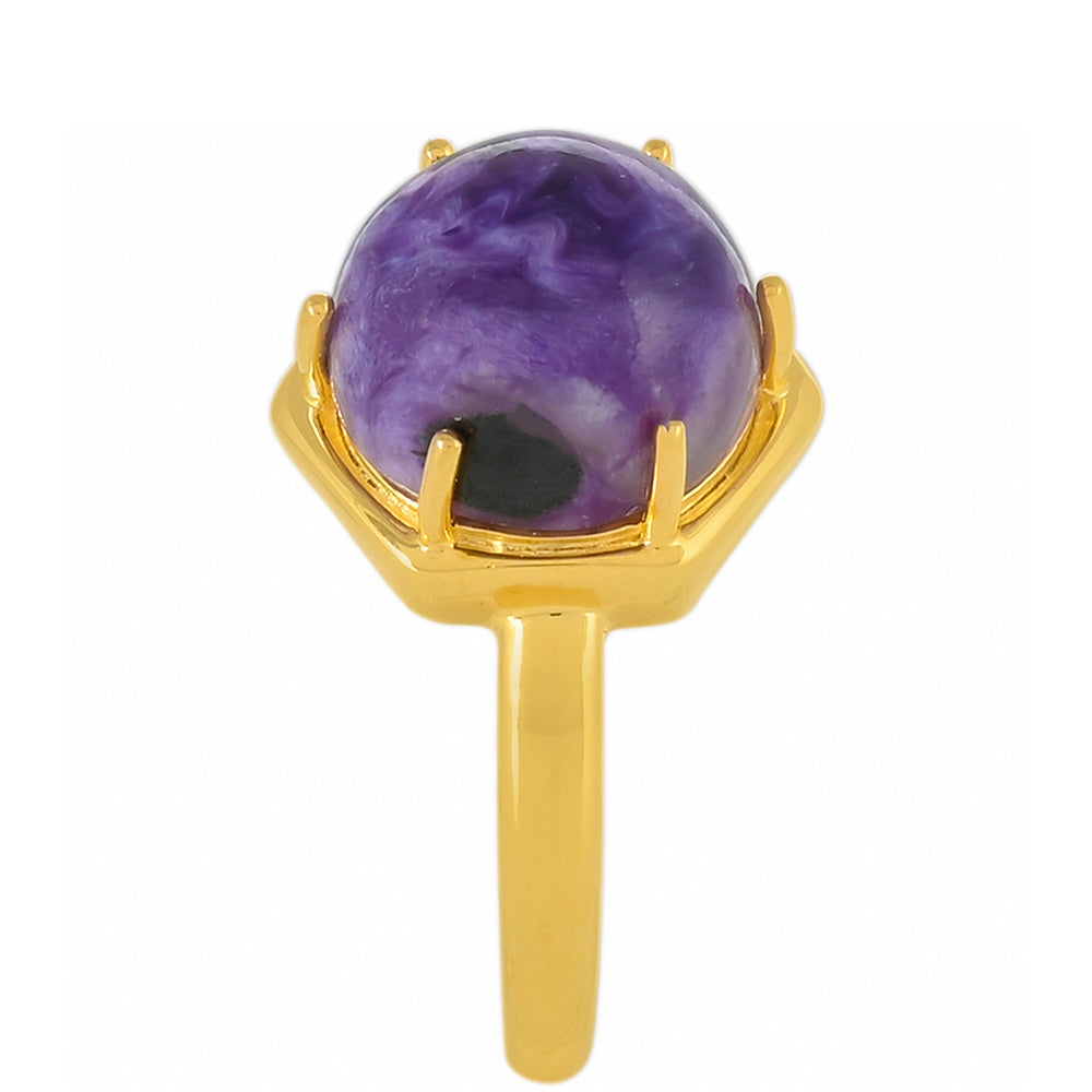 Pozlacený Stříbrný Prsten s Čaroitem