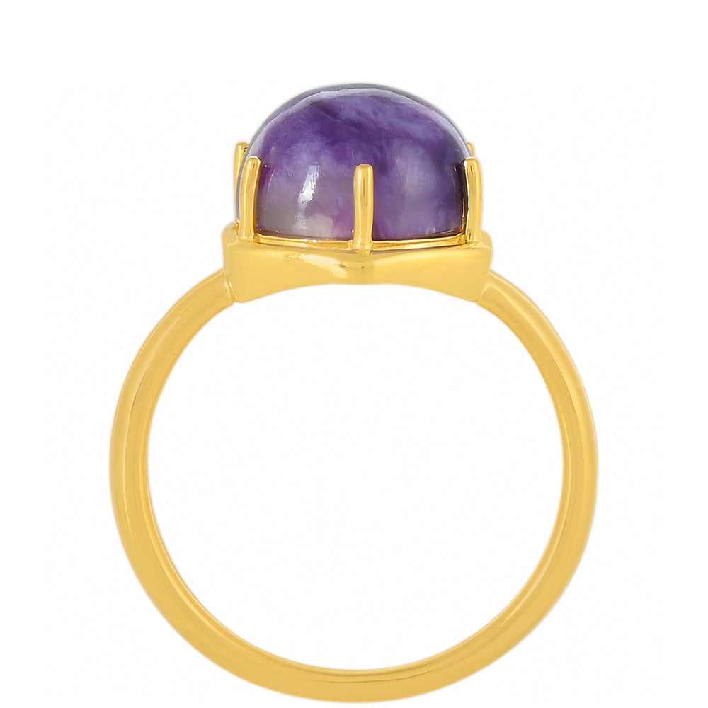 Pozlacený Stříbrný Prsten s Čaroitem