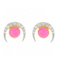 Pozlacené Stříbro 925/1000 - Náušnice s Etiopským Neónově Růžovým Opálem a Bílým Topazem - Karátové číslo: 1.95. přibližná hmotnost: 2.47 gramů