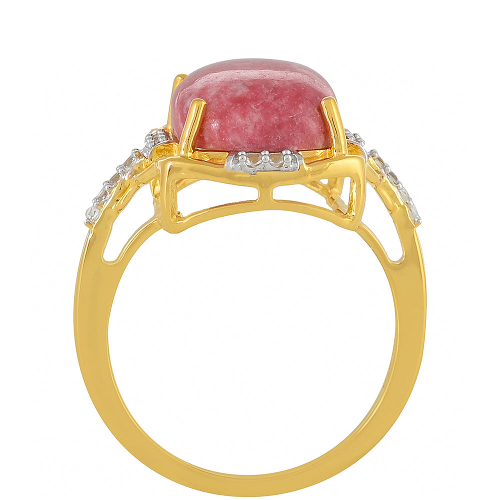 Pozlacený Stříbrný Prsten s Thulitem a Bílým Topazem 4 