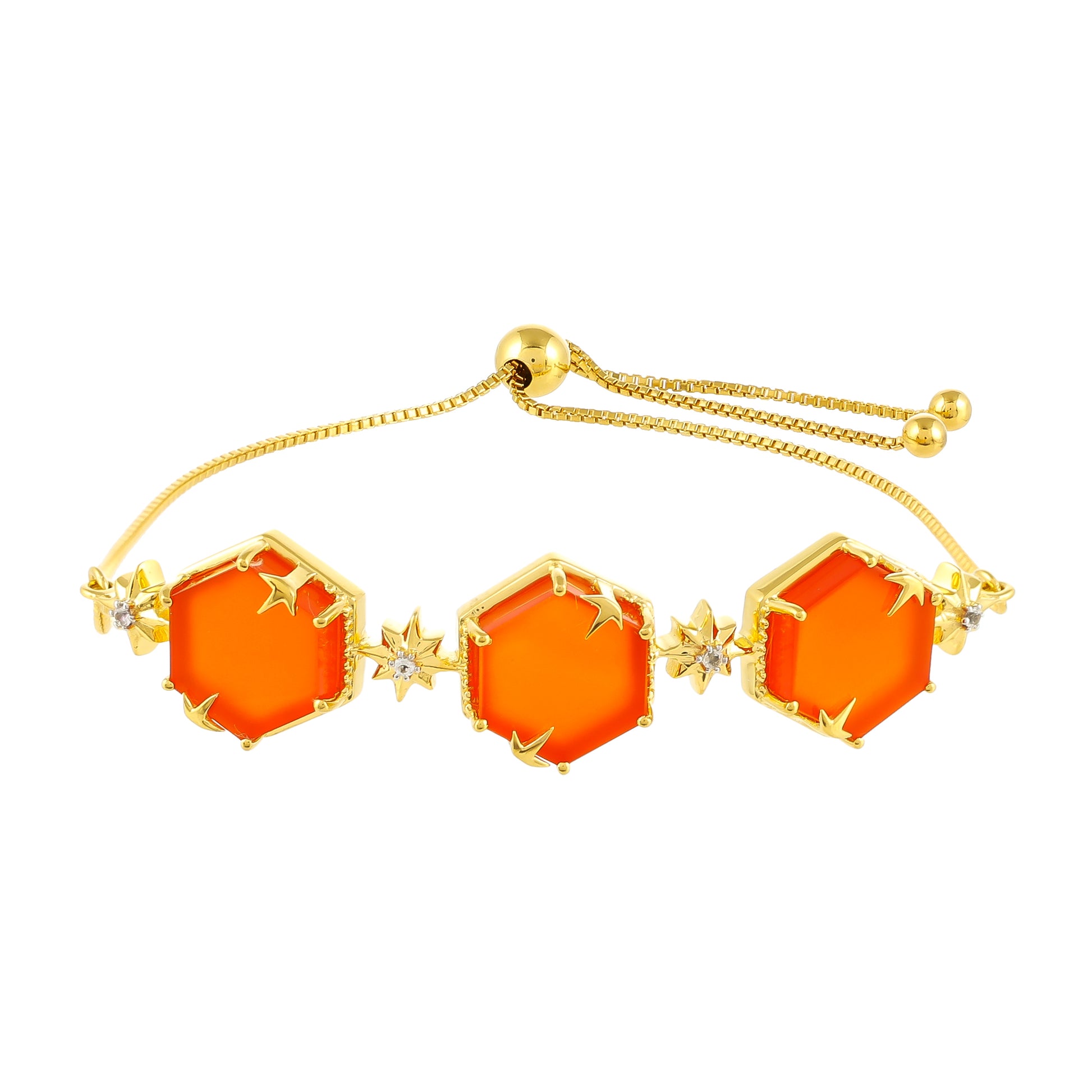 Pozlacené Stříbro 925/1000 - Náramek s Karneolem a Bílým Topazem - Karátové číslo: 11.58. přibližná hmotnost: 8.94 gramů 1 