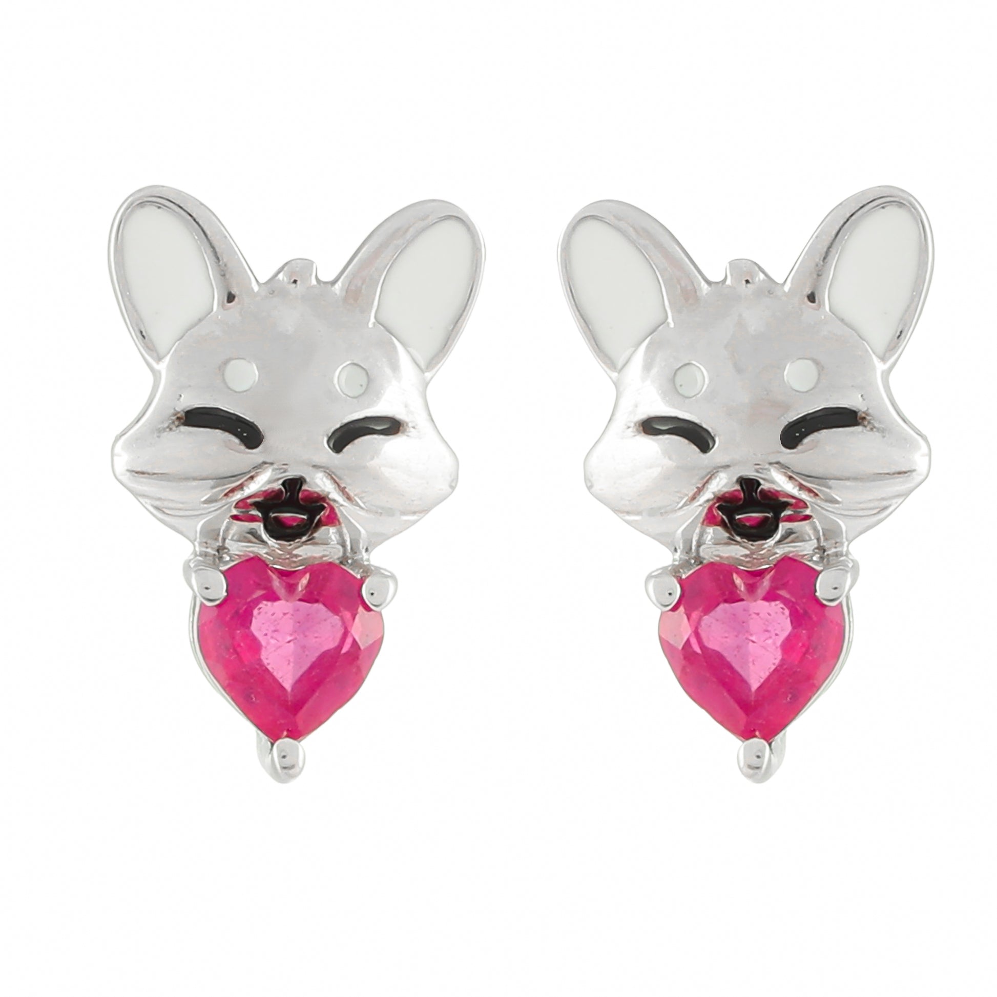 Stříbro 925/1000 - Náušnice s Thajským Rubínem - Karátové číslo: 0.74. přibližná hmotnost: 2.73 gramů 1 