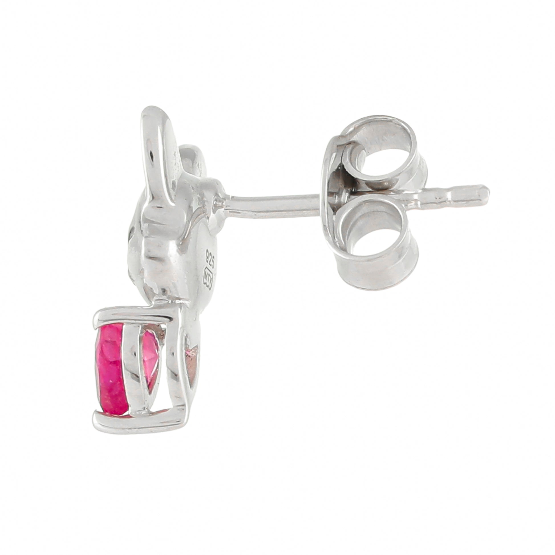 Stříbro 925/1000 - Náušnice s Thajským Rubínem - Karátové číslo: 0.74. přibližná hmotnost: 2.73 gramů 2 