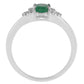 Stříbrný Prsten se Smaragdem a Bílým Zirkonem
