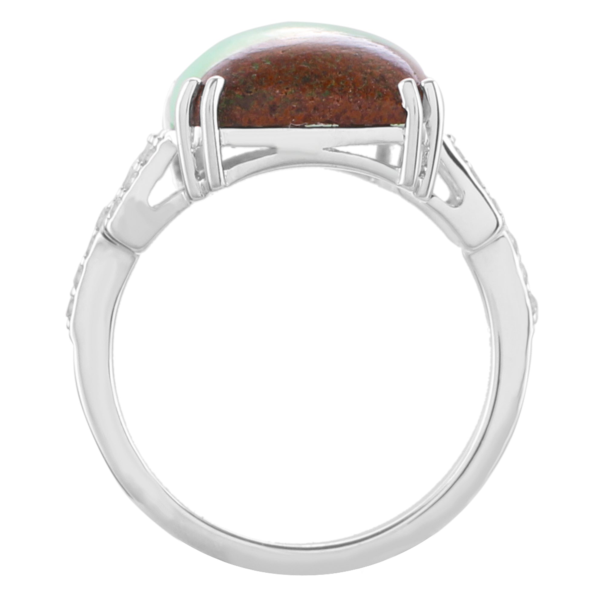 Stříbrný Prsten s Mátovým Chrysoprasem a Přírodním Zirkonem 3 