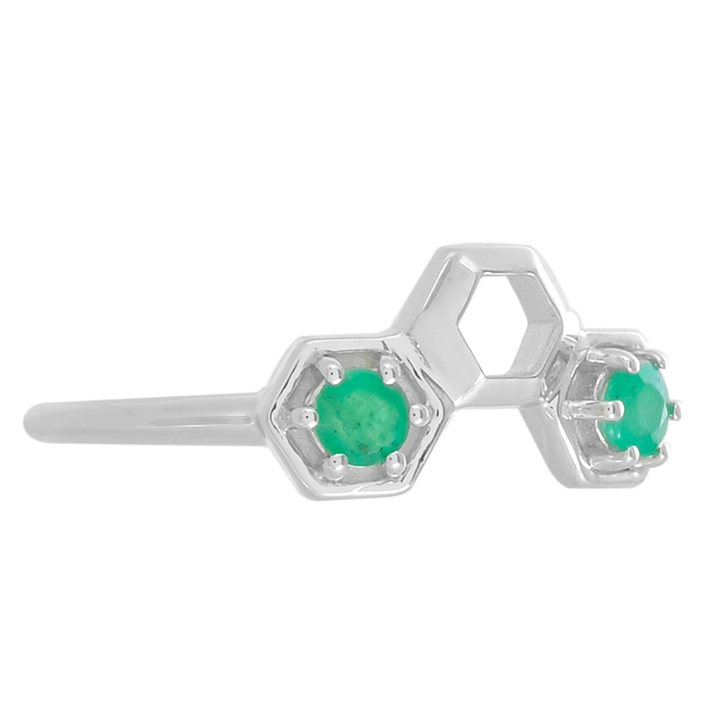 Stříbro 925/1000 - Prsten s Brazilským Smaragdem - Karátové číslo: 0.21. přibližná hmotnost: 1.75 gramů 2 