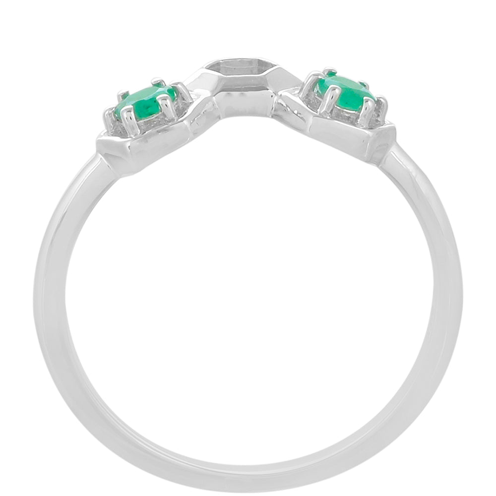 Stříbro 925/1000 - Prsten s Brazilským Smaragdem - Karátové číslo: 0.21. přibližná hmotnost: 1.75 gramů 4 