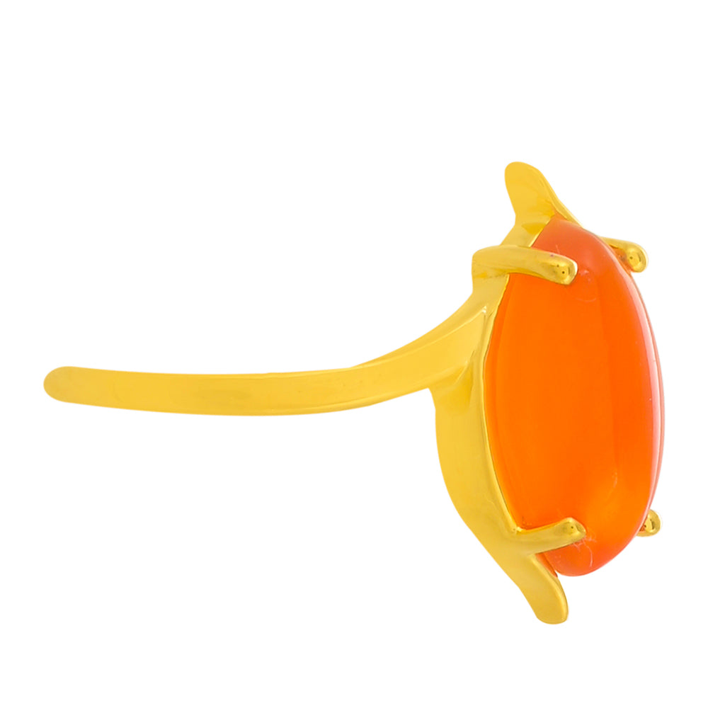 Pozlacený Stříbrný Prsten s Karneolem 2 